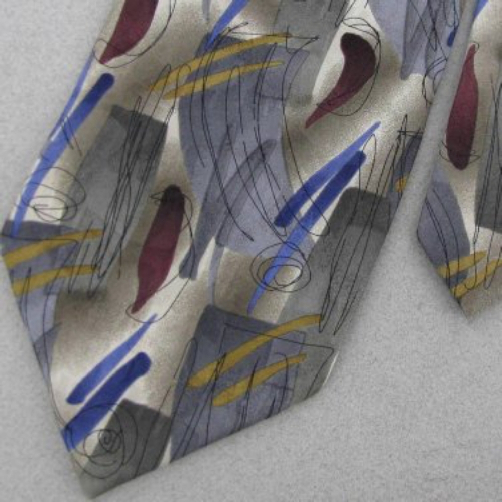 59" Long J Garcia Paris In The Rain Collections Gray Neck Tie Men 100% Silk EUC